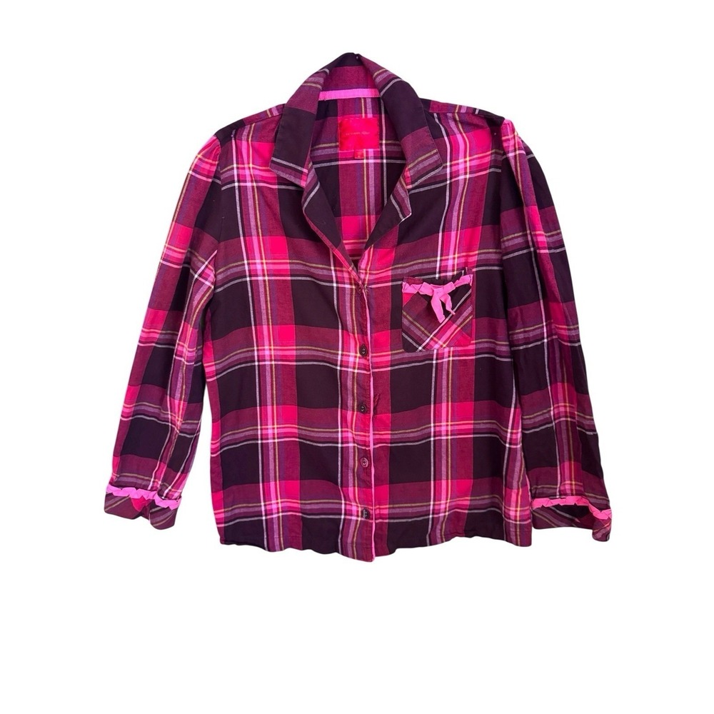 Victoria's Secret Pink Plaid Flannel Shirt Womens M Coquette Ethereal Y2K Style